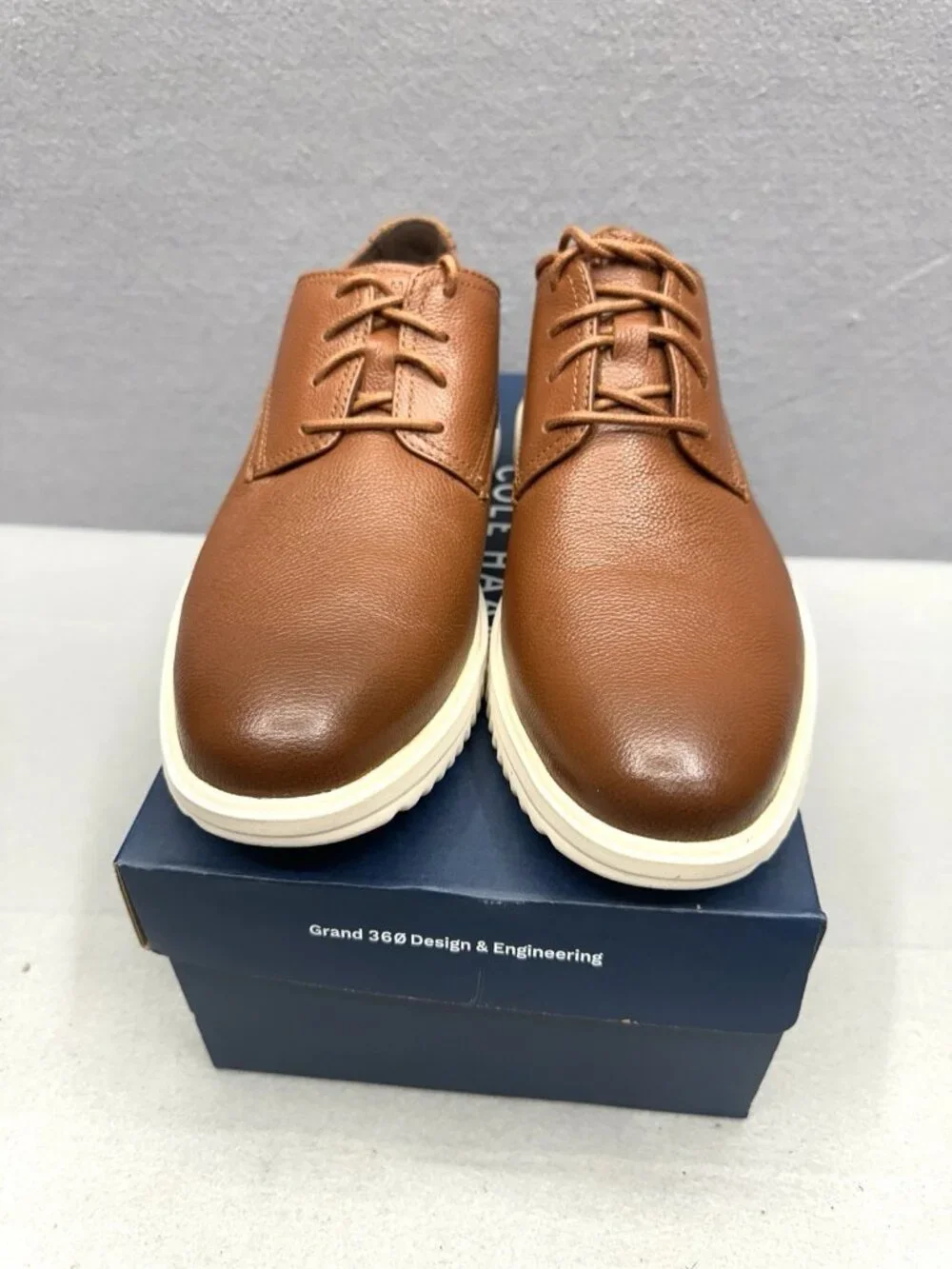 Cole Haan Grand+ Shoes Mens Size 8 M Brown Plain Toe Leather Oxford  C36935 NIB